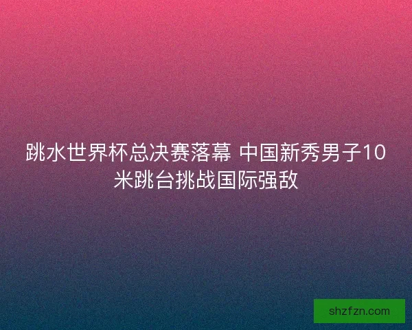 跳水世界杯总决赛落幕 中国新秀男子10米跳台挑战国际强敌