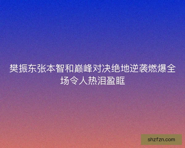 樊振东张本智和巅峰对决绝地逆袭燃爆全场令人热泪盈眶